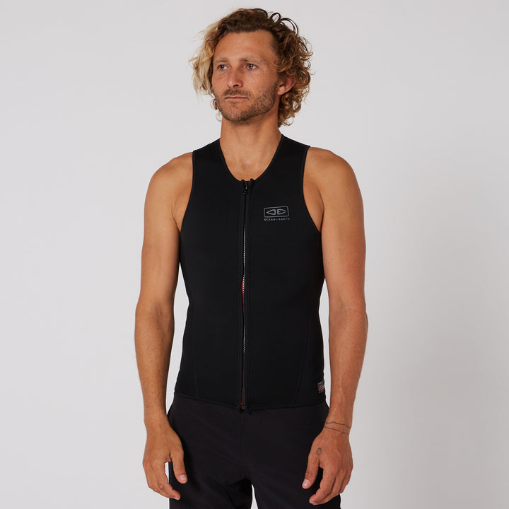 Double Black Sleeveless Front Zip Paddle Vest