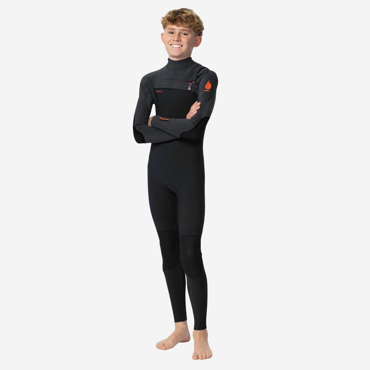 Boys HyperFire 4/3 Chest Zip Steamer Kids Wetsuit