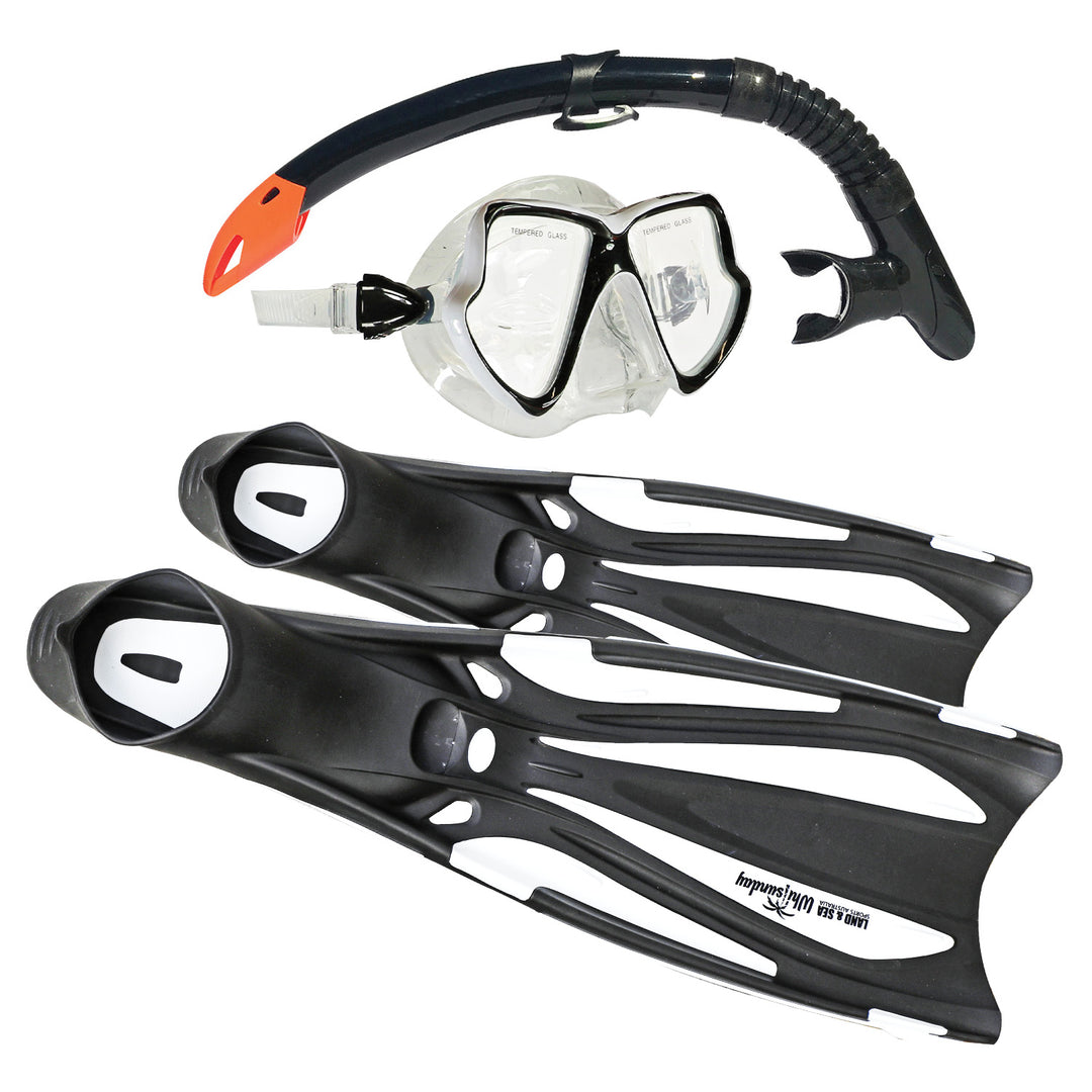 Sea Whitsunday Mask, Snorkel & Fins Set - White