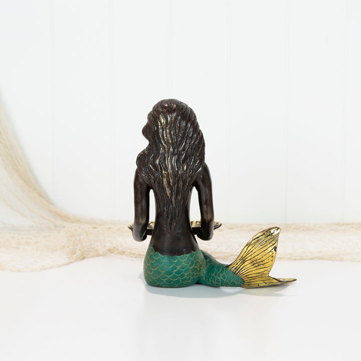 Brass Mermaid Stand sitting with shell tray