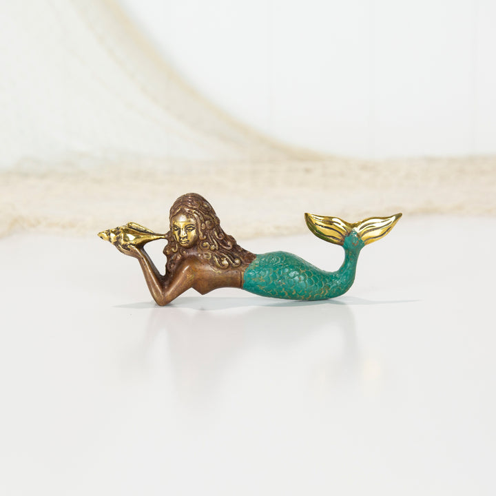 Mermaid Lying Down - Green Tail Brass