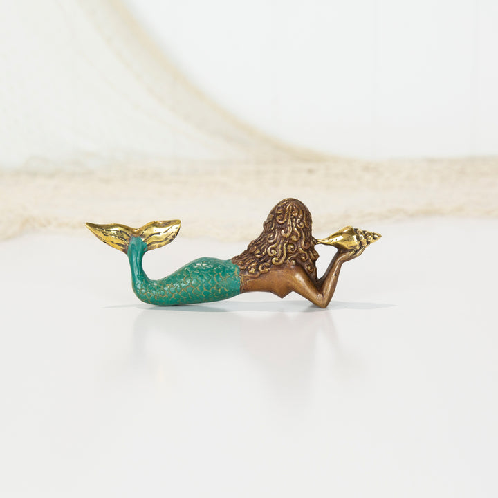 Mermaid Lying Down - Green Tail Brass