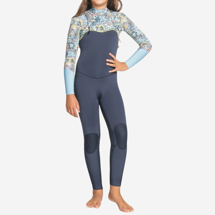 Girls 3/2 Marine Bloom Chest Zip Kids Steamer Wetsuit
