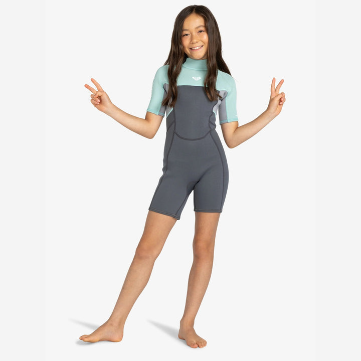 Girls Prologue 2/2 Back Zip Short Sleeve Kids Springsuit Wetsuit