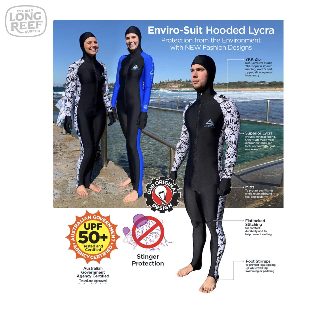 Enviro-Suit Hooded Lycra Stinger Suit - Black/Blue