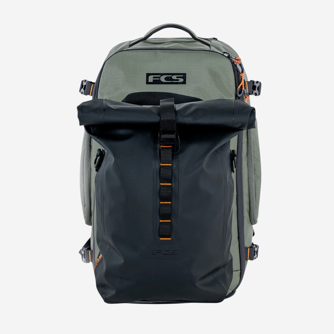 Backpack with FCS logo on a white background