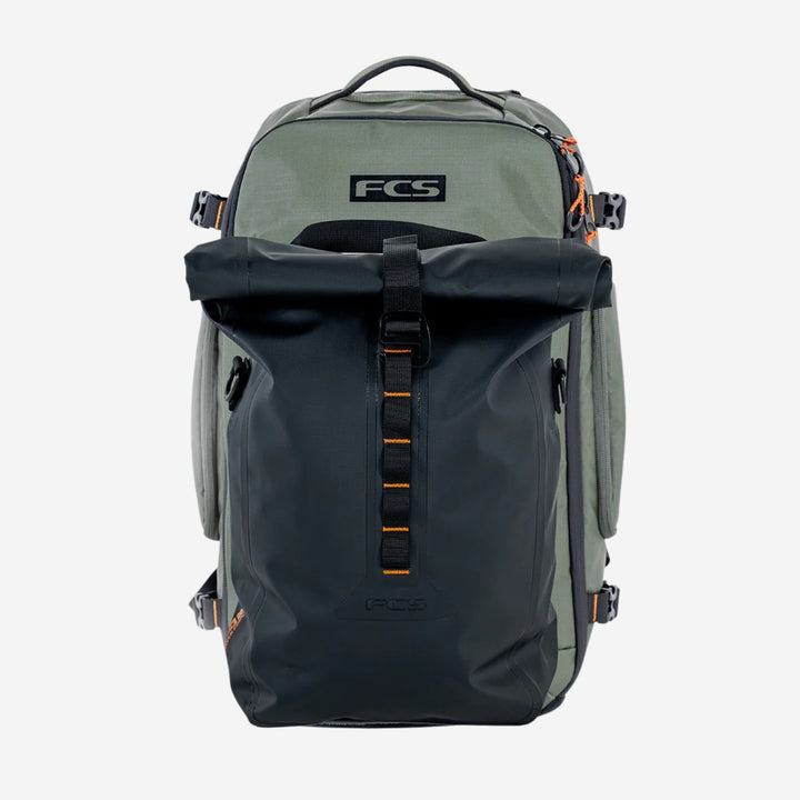Backpack with FCS logo on a white background