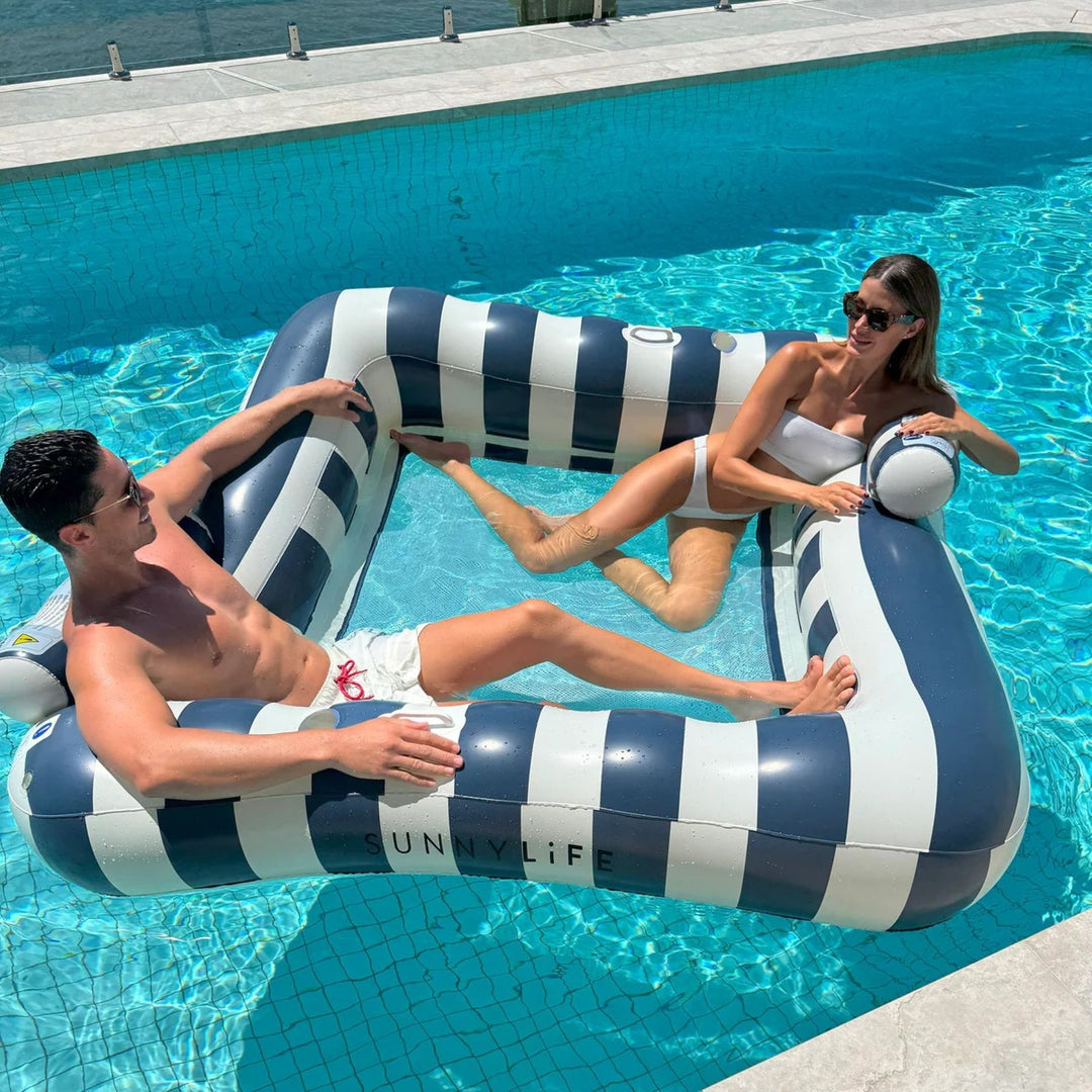 Deluxe Twin Hammock Float - Le Weekend Navy Stripe
