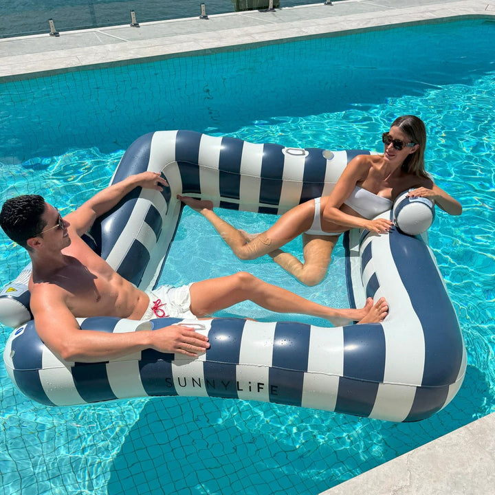 Deluxe Twin Hammock Float - Le Weekend Navy Stripe