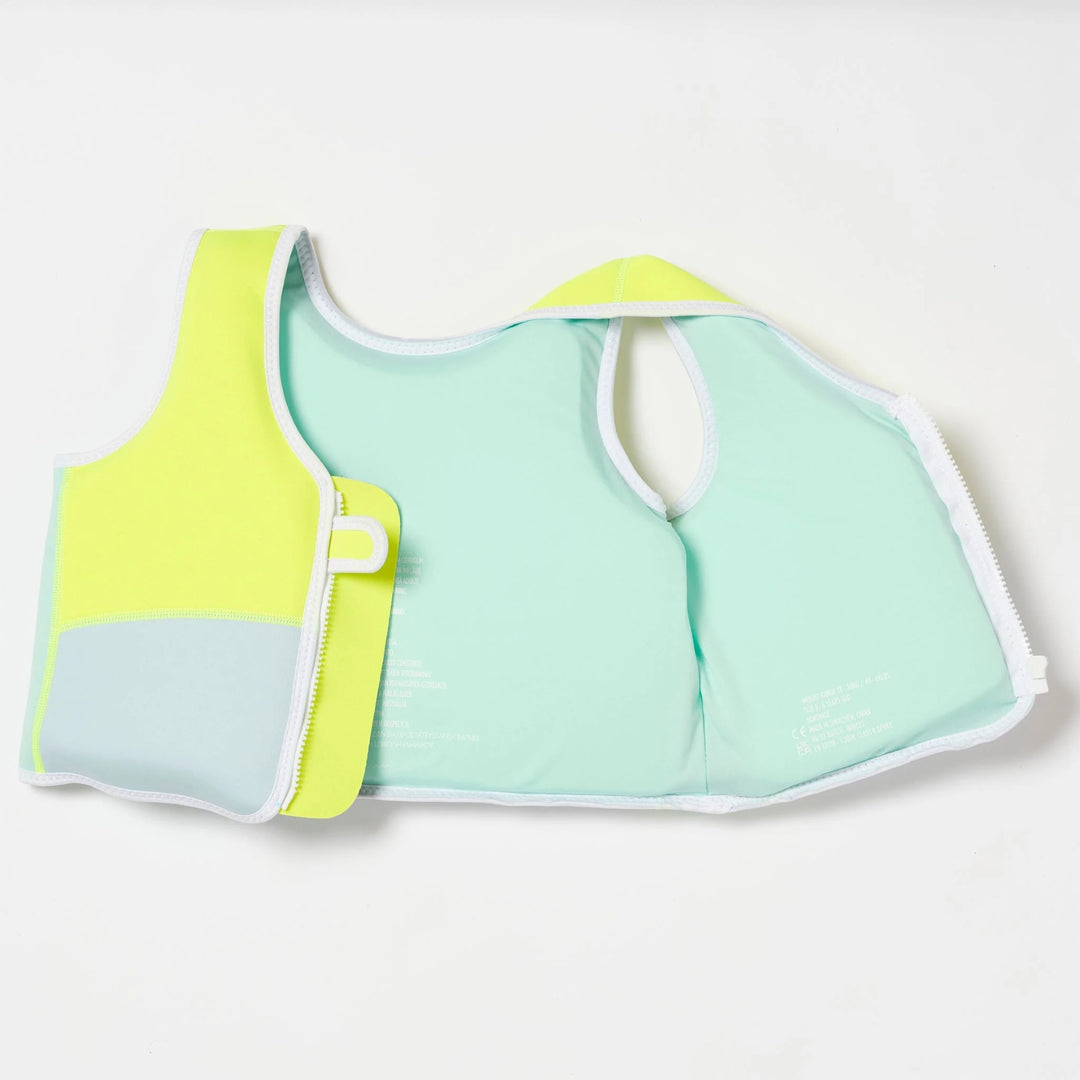 Swim Vest Salty the Shark - Aqua Neon Yellow