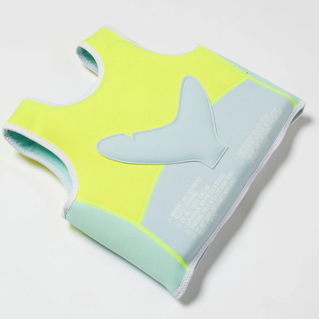 Swim Vest Salty the Shark - Aqua Neon Yellow