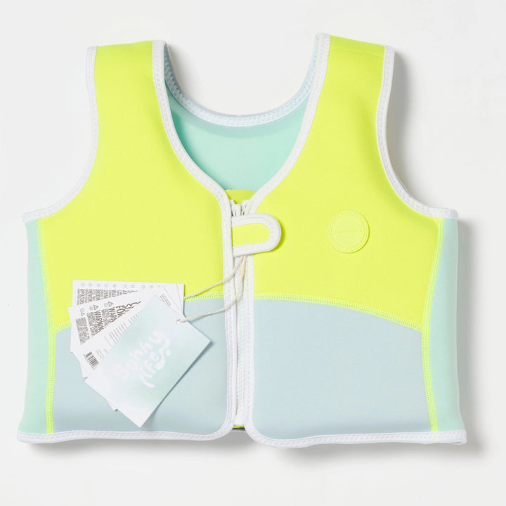 Swim Vest Salty the Shark - Aqua Neon Yellow