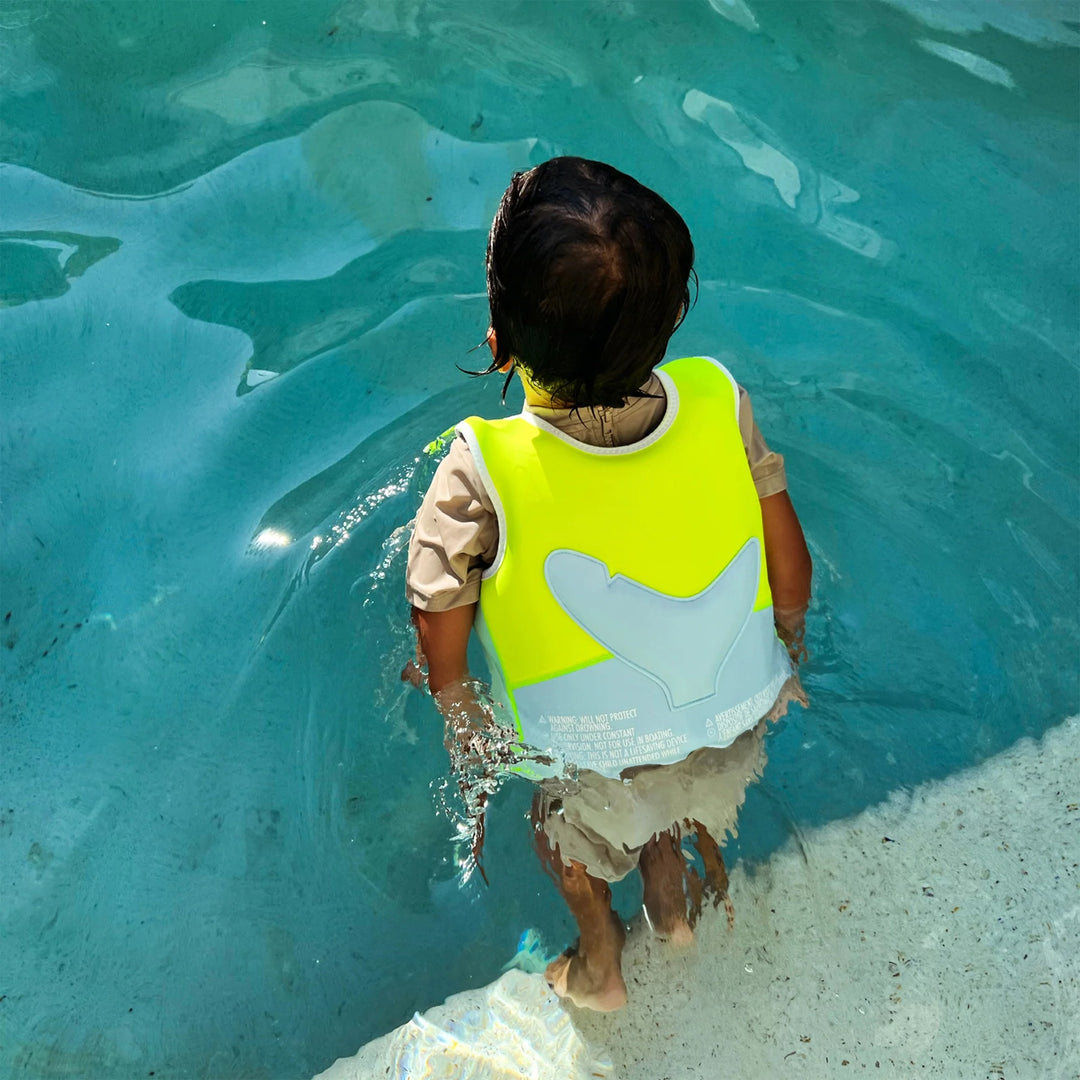 Swim Vest Salty the Shark - Aqua Neon Yellow