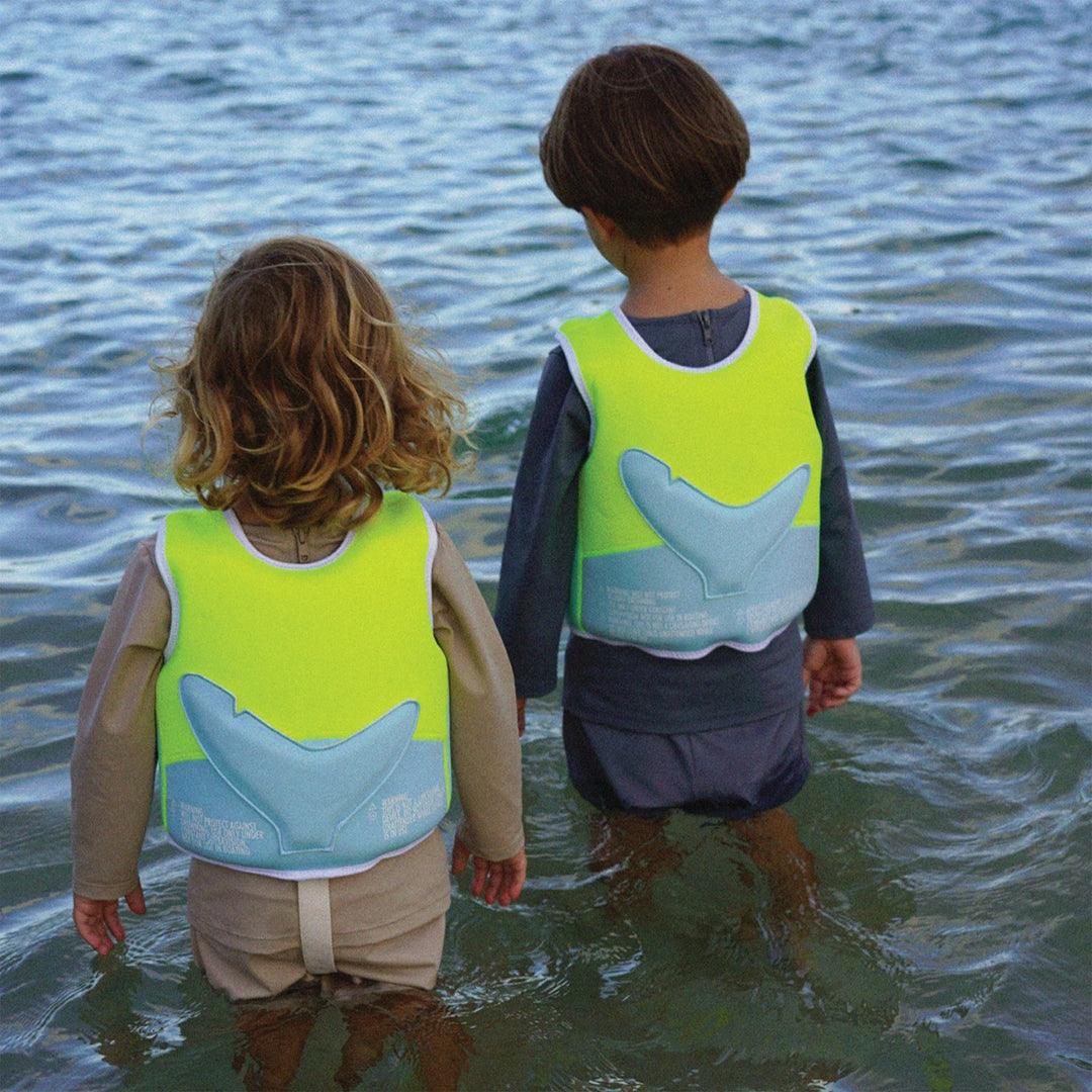 Swim Vest Salty the Shark - Aqua Neon Yellow