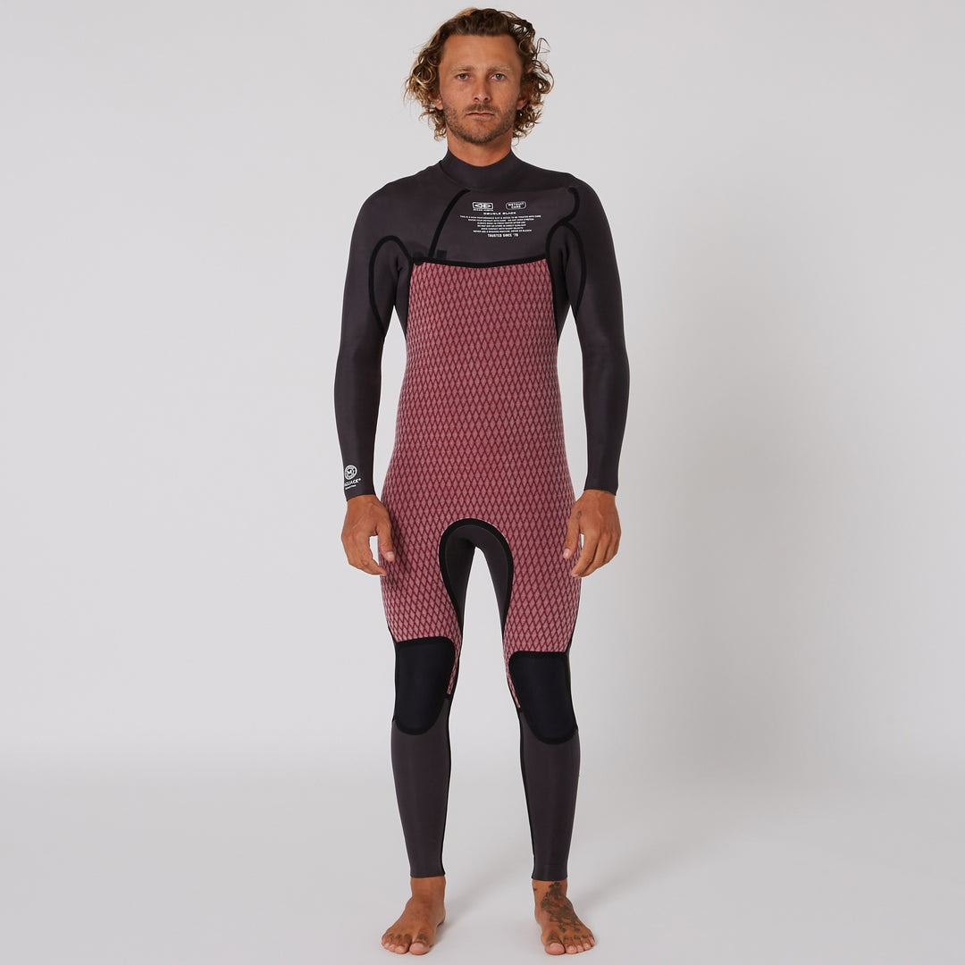 Double Black 3/2 Chest Zip Steamer Wetsuit - Black