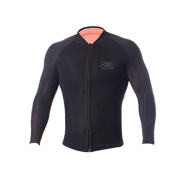 Double Black Paddle Long Sleeve Front Zip Wetsuit Vest - Black