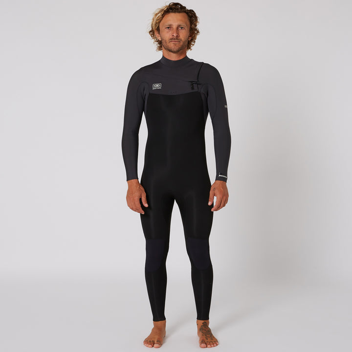 Free Flex 3/2 Chest Zip Steamer Mens Wetsuit - Black/Charcoal