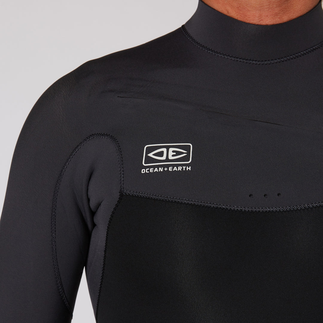 Free Flex 3/2 Chest Zip Steamer Mens Wetsuit - Black/Charcoal