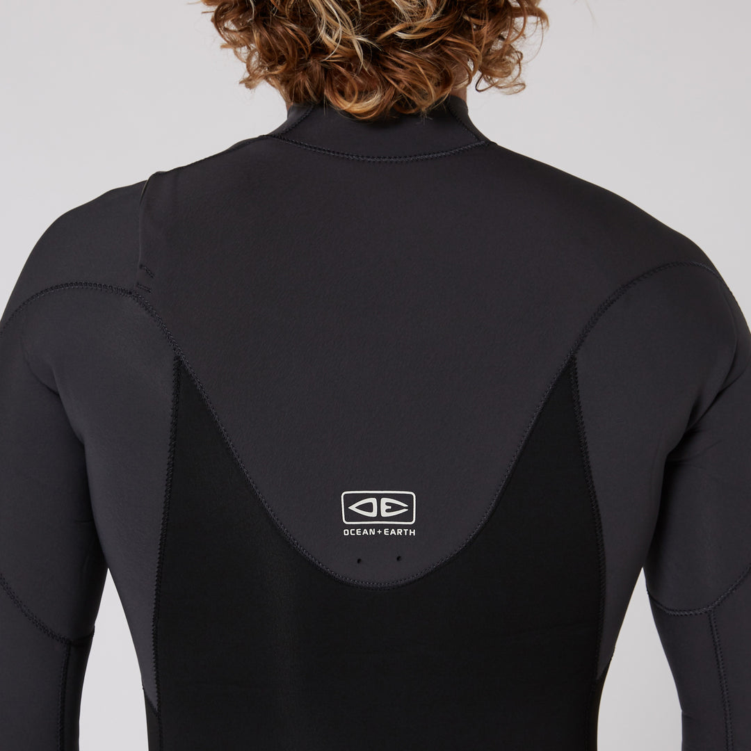 Free Flex 3/2 Chest Zip Steamer Mens Wetsuit - Black/Charcoal