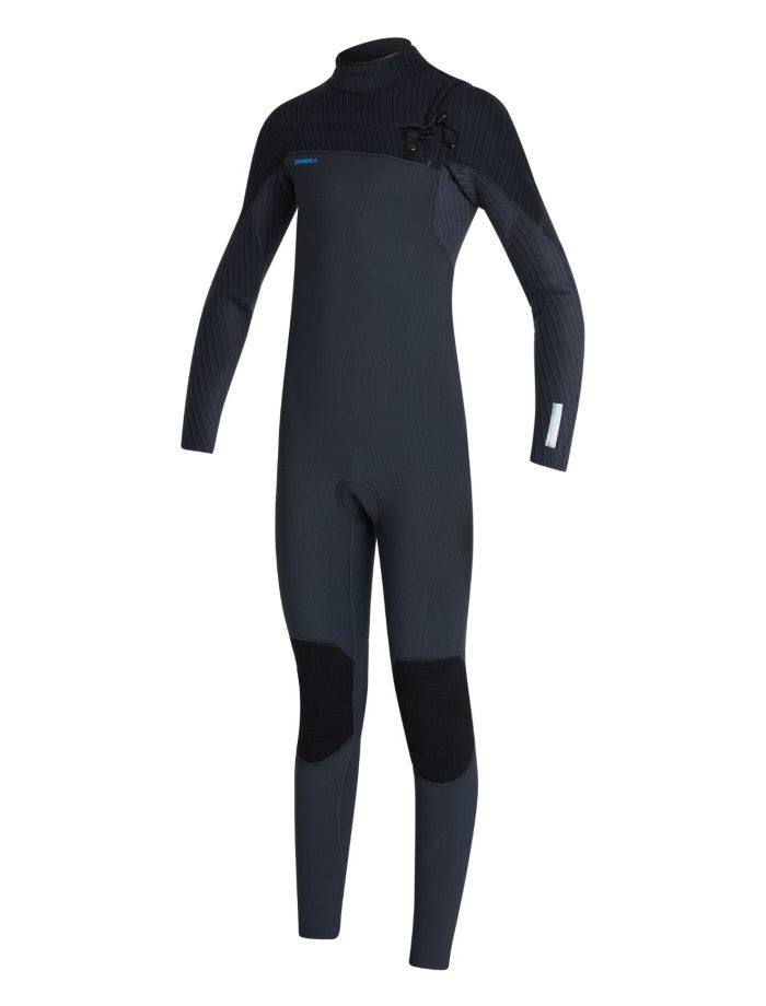 Boys Hyperfreak 3/2+ Chest Zip Steamer Kids Wetsuit - Gunmetal