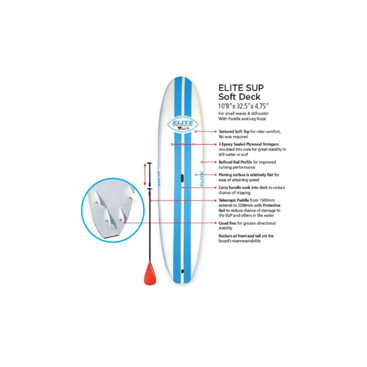 Elite Soft SUP with Paddle and Fins - 10'8