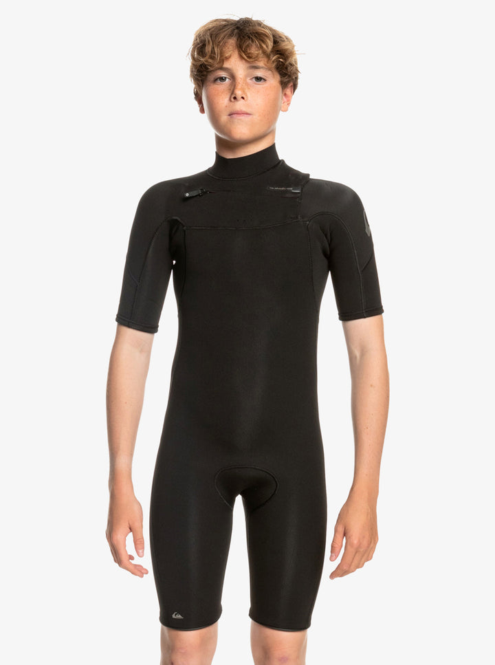 Boys 2/2 Everyday Sessions SS Chest Zip Springsuit Kids Wetsuit - Black