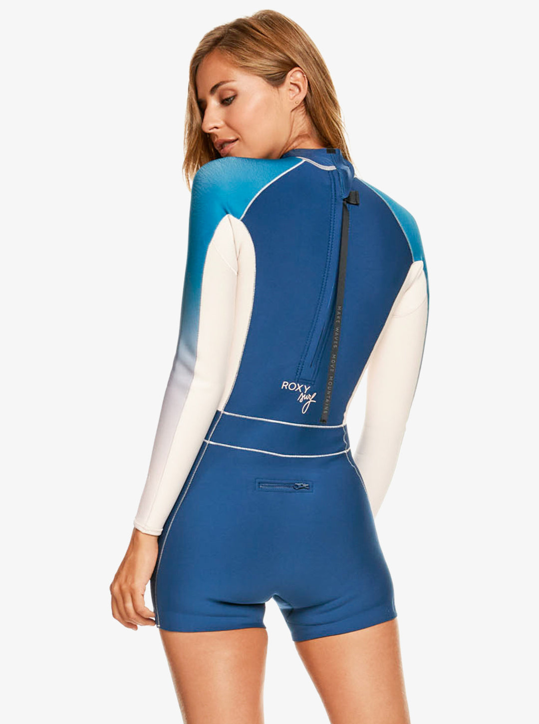 Rise 1.5 LS Back Zip Z Qlock Springsuit Womens Wetsuit - Iodine Blue