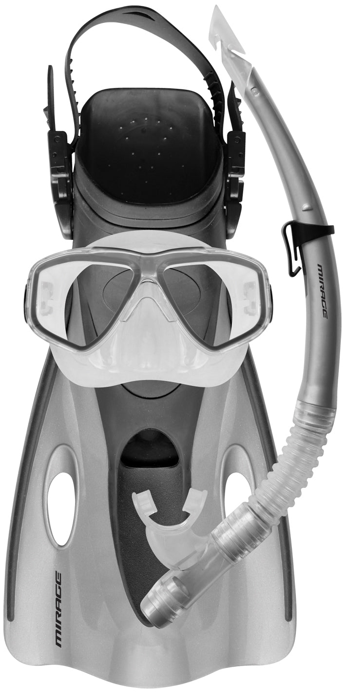 Ezi-Travel Mask Snorkel & Fins Set - Silver