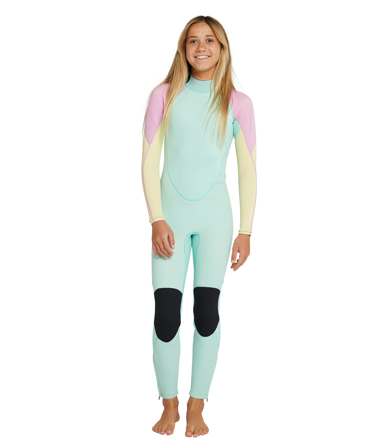 Girls Reactor II 3/2 Back Zip Steamer Wetsuit - Lagoon