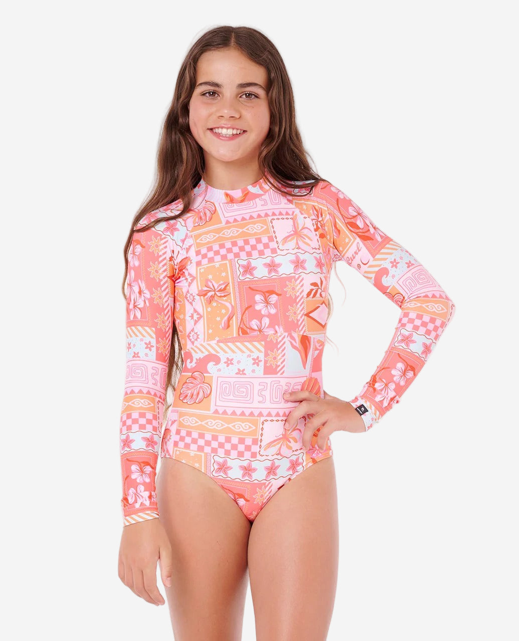 Girls Paradise Club Back Zip Long Sleeve Kids Surfsuit