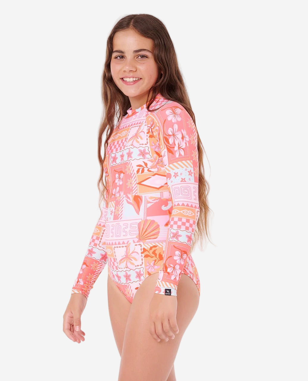 Girls Paradise Club Back Zip Long Sleeve Kids Surfsuit