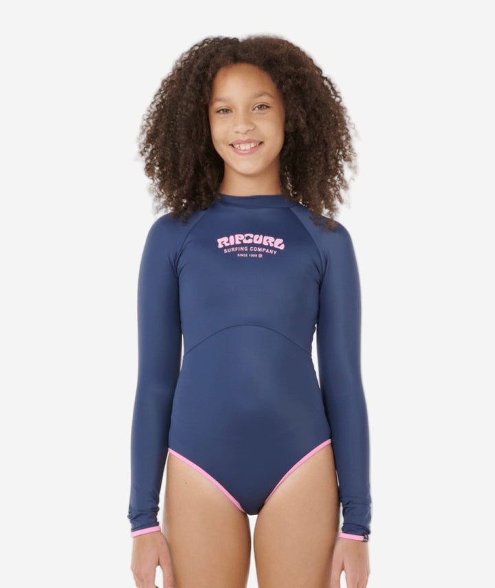 Girls Surf Puff Back Zip Long Sleeve Kids Surfsuit