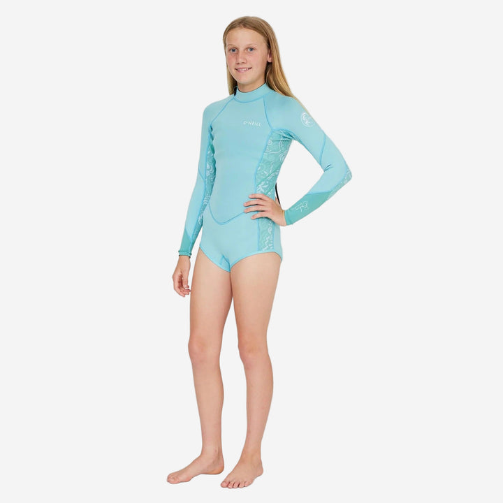 Girls Bahia 2mm Back Zip Long Sleeve Swim Bottom Kids Springsuit