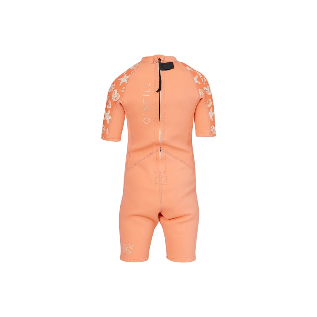 Girls Toddler Reactor 2mm Print Back Zip Short Sleeve Kids Springsuit Wetsuit