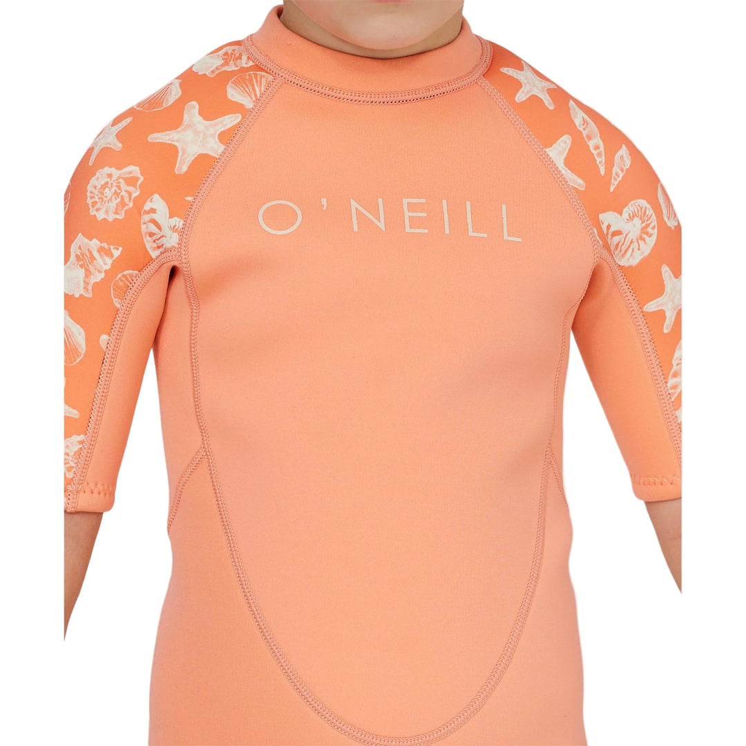 Girls Toddler Reactor 2mm Print Back Zip Short Sleeve Kids Springsuit Wetsuit