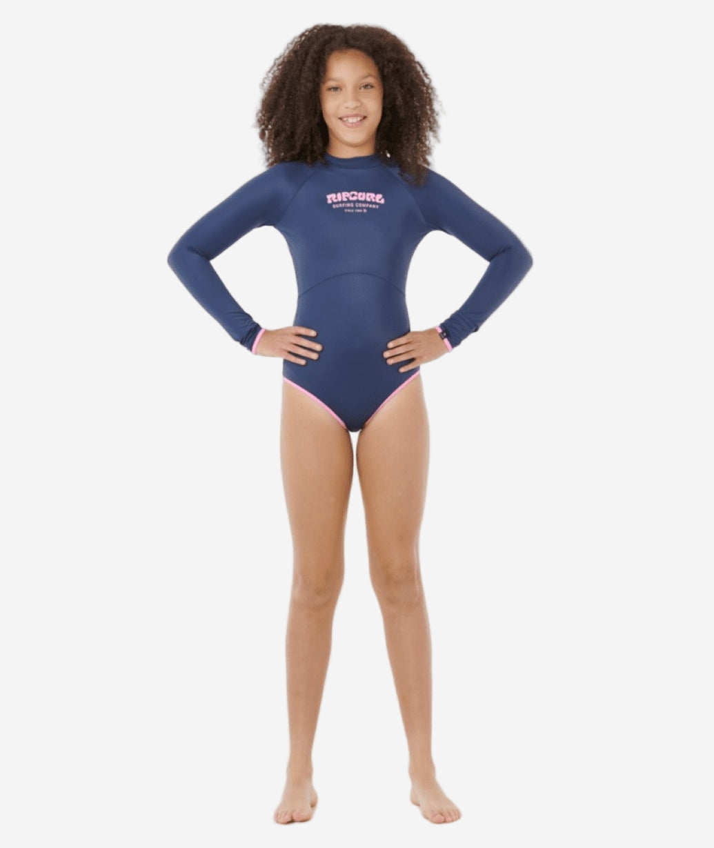 Girls Surf Puff Back Zip Long Sleeve Kids Surfsuit