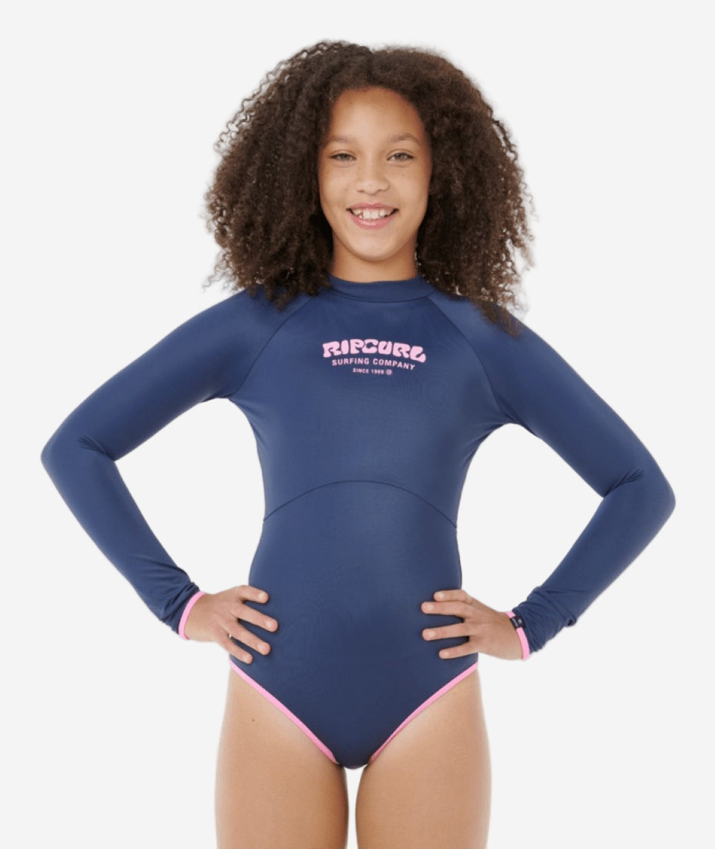 Girls Surf Puff Back Zip Long Sleeve Kids Surfsuit