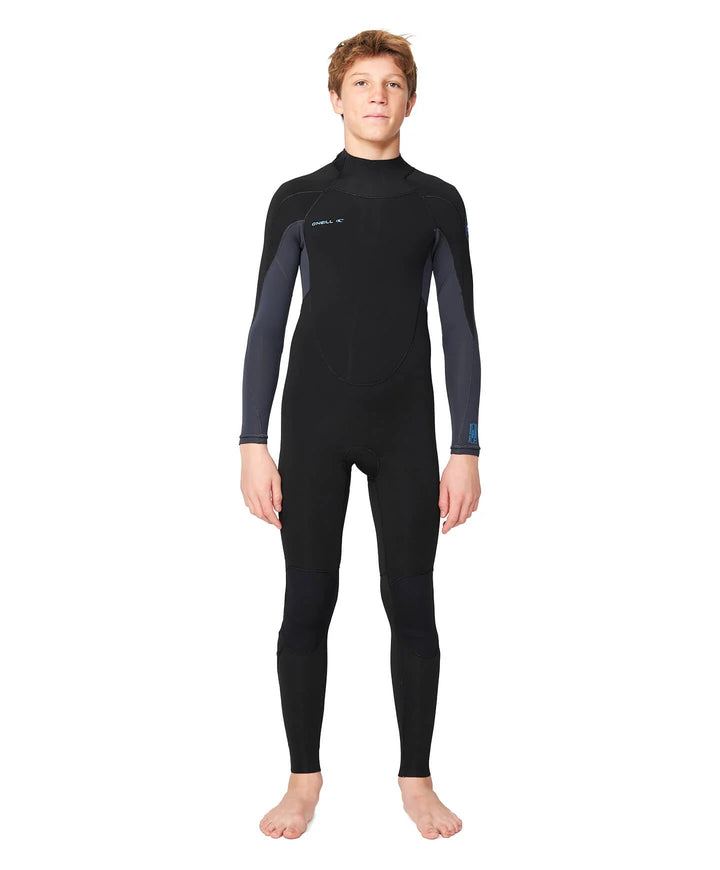 Boys Defender 3/2 Back Zip Steamer Kids Wetsuit - Black Gunmetal