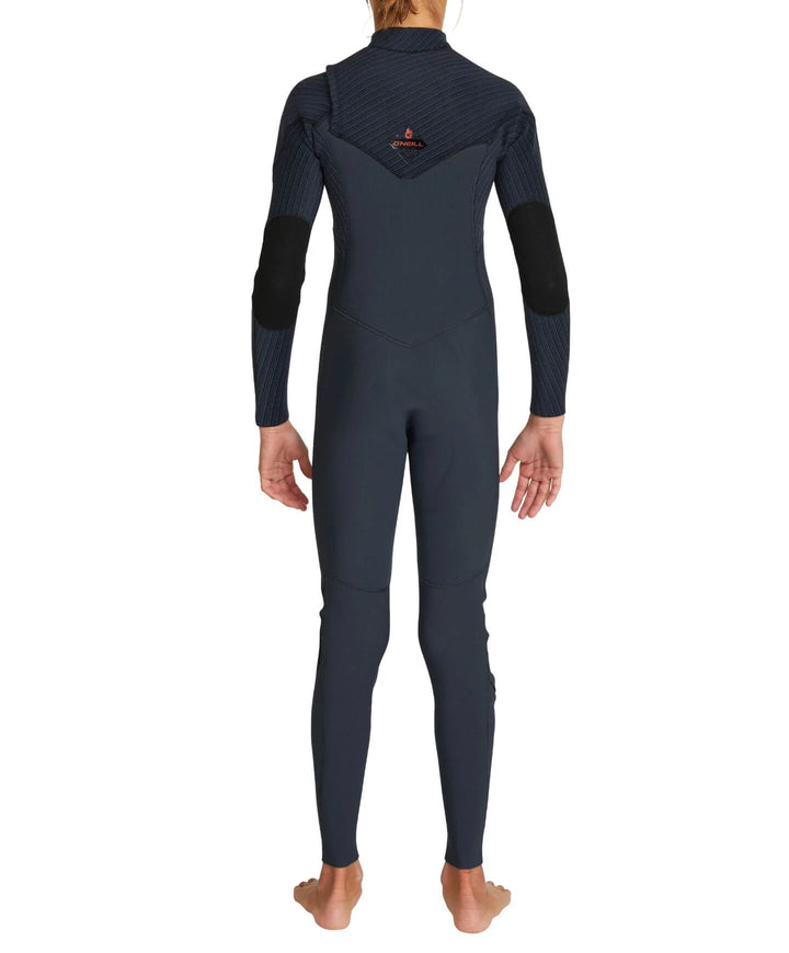 Boys Hyperfreak Fire 4/3 Chest Zip Steamer Kids Wetsuit - Gunmetal