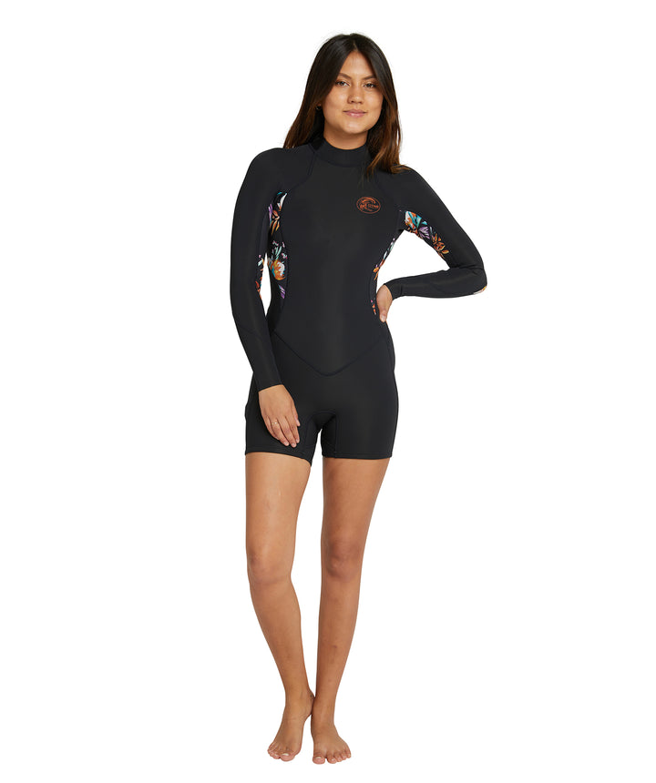 Bahia 2mm Back Zip Long Sleeve Springsuit Wetsuit - Black/Australiana