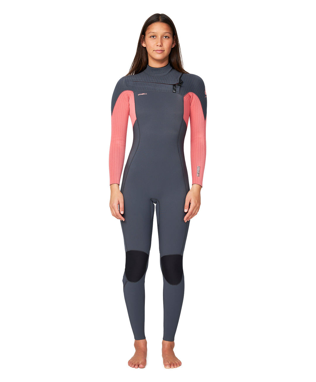 Womens HyperFire 3/2 Chest Zip Steamer Wetsuit - Coral
