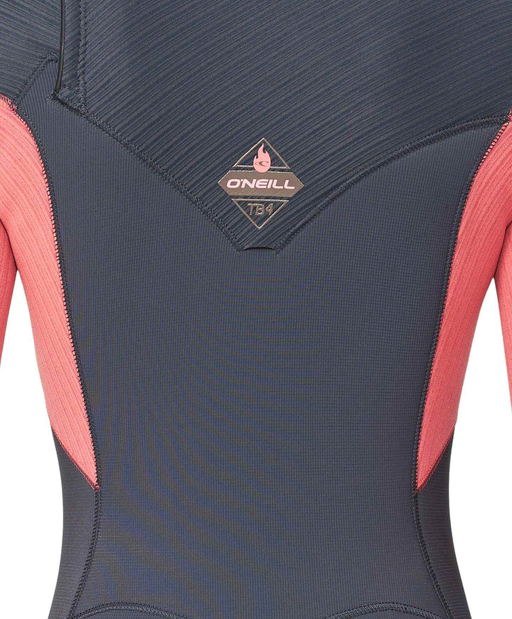 Womens HyperFire 3/2 Chest Zip Steamer Wetsuit - Coral