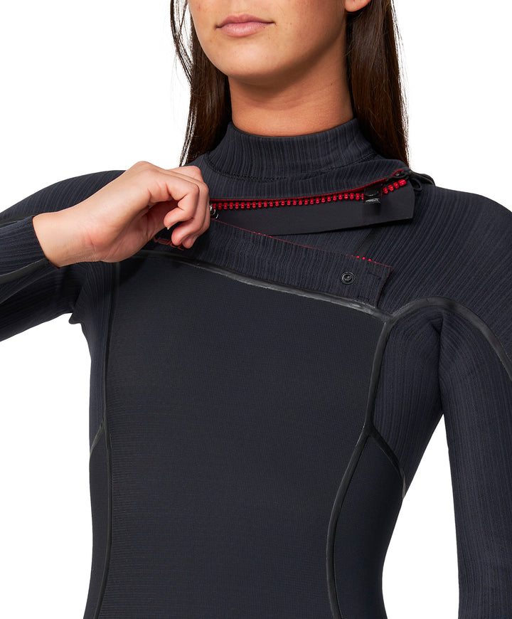 Womens HyperFire X 3/2 Chest Zip Steamer Wetsuit - Black
