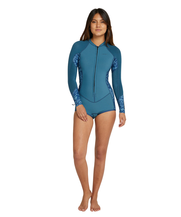 Womens Hyperfreak 2mm Front Zip Long Sleeve Springsuit Wetsuit - Blue Haze