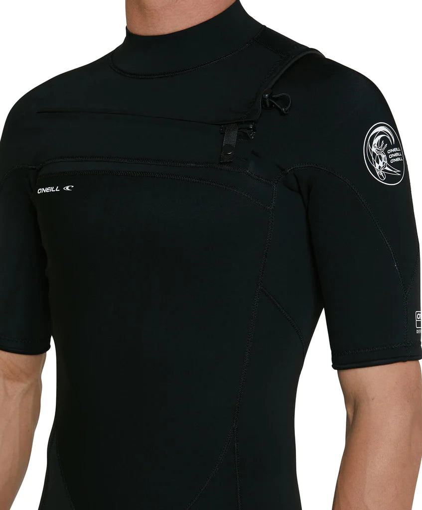 Defender 2mm Chest Zip Short Sleeve Steamer Wetsuit - Black