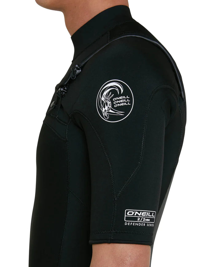 Defender 2mm Chest Zip Short Sleeve Steamer Wetsuit - Black