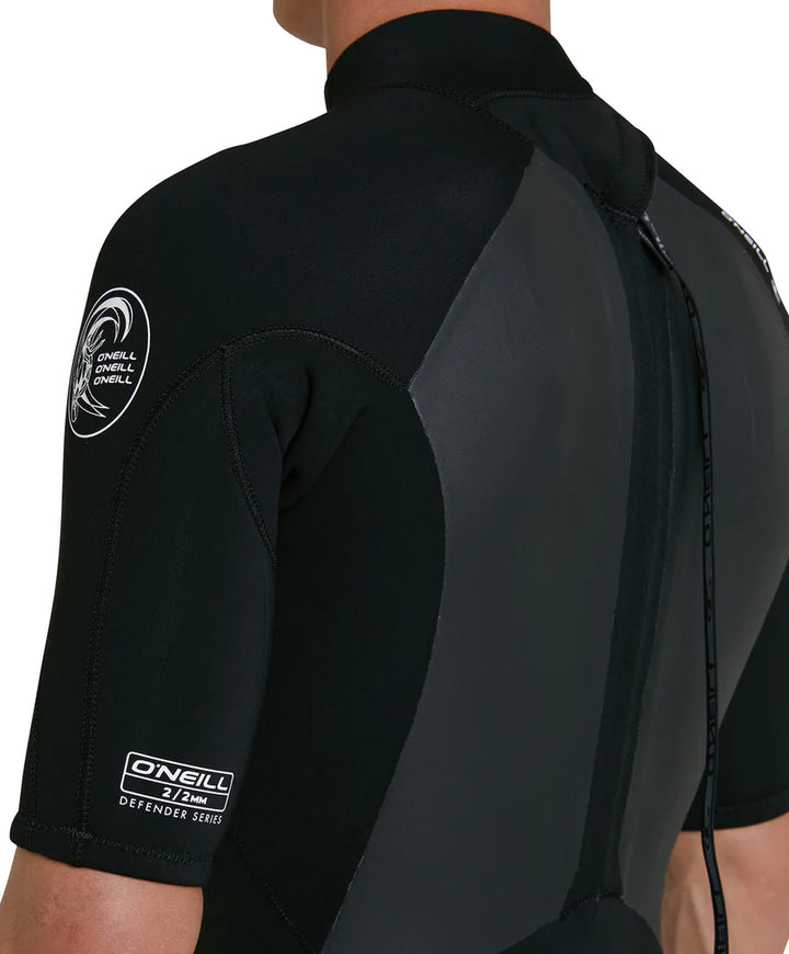 Defender 2mm Back Zip Short Sleeve Steamer Wetsuit - Black