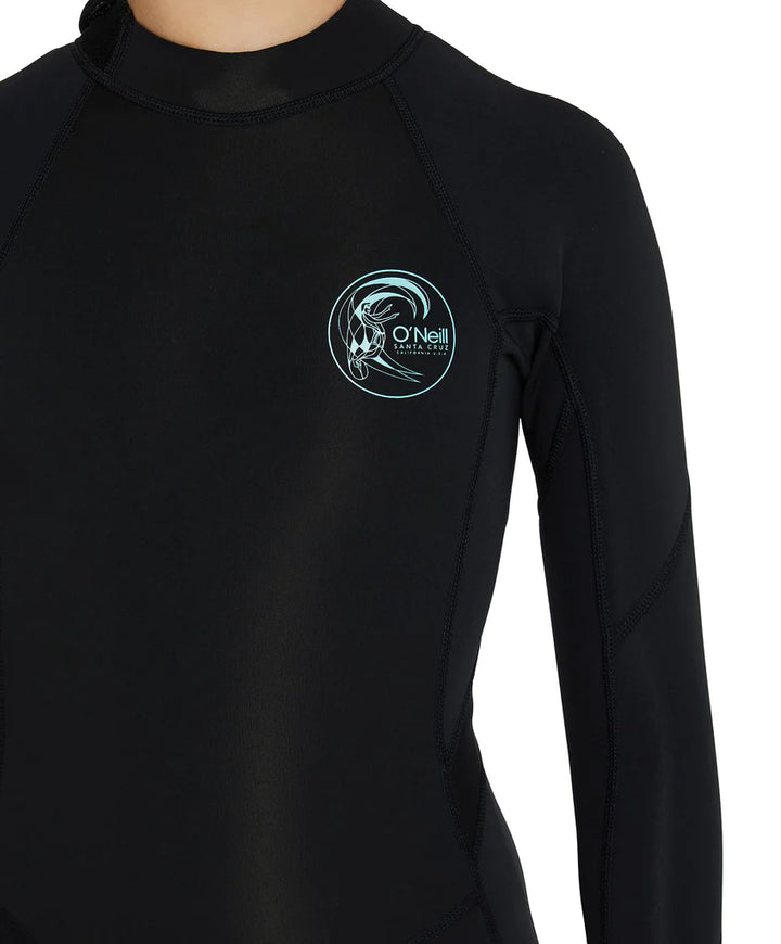 Girl's Bahia 2mm Long Sleeve Springsuit Kids Wetsuit - Black Aqua