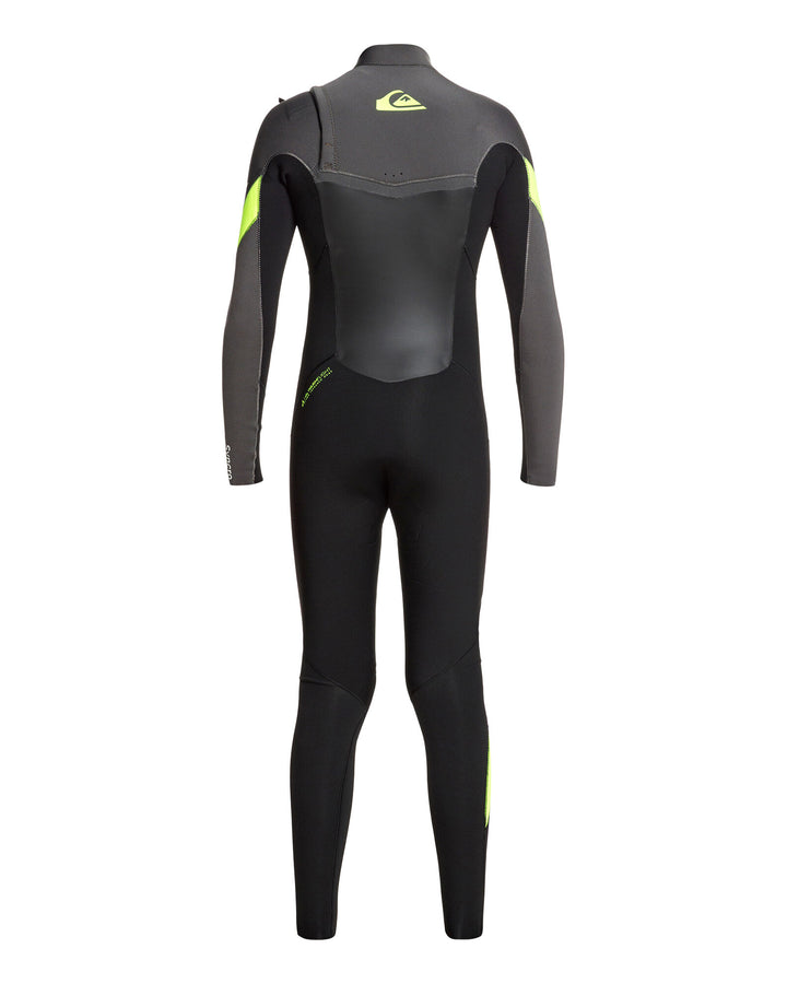Boys Syncro 3/2mm Chest Zip GBS Sealed Steamer Kids Wetsuit - Jet Black/Yellow