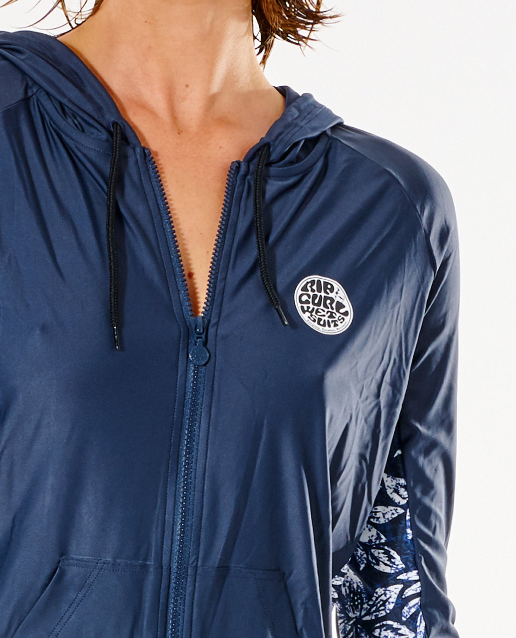 Rip Curl Womens Long Sleeve Zip Surf Hood Rash Vest - Blue